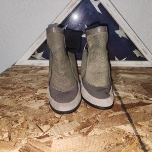 L.A.M.B. Gwen Stefani Leather Heeled Zipper Back Bootie (Gray Black)  SIZE 6